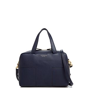 Tory Burch Block-t Pebbled Leather Zip Satchel