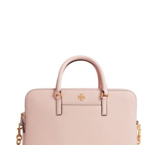 Tory Burch Georgia Double Zip Pebbled Leather Satchel - Pink