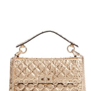 Valentino Garavani Matelasse Rockstud Spike Leather Top Handle Bag -