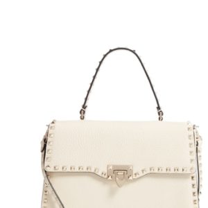 Valentino Garavani Rockstud Leather Satchel - Ivory