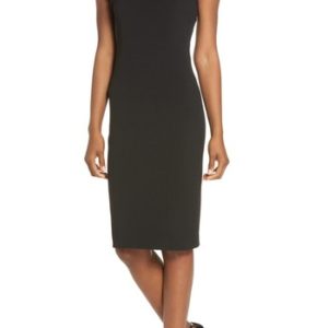 Women's Eliza J Asymmetrical Ruffle Neck Crepe Cocktail Dress