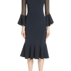 Women's Sachin & Babi Noir Sheer Ruffle Sleeve Cocktail Dress