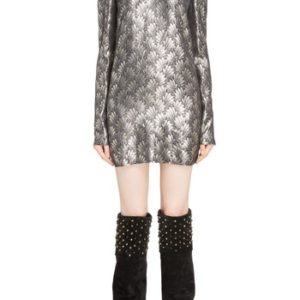 Women's Saint Laurent Metallic Jacquard Shift Dress