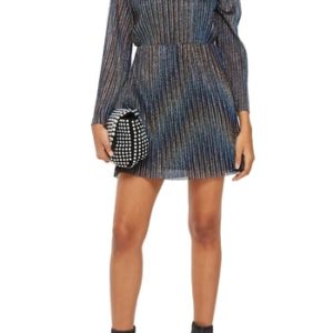 Women's Topshop Glitter Stripe Pleated Dress