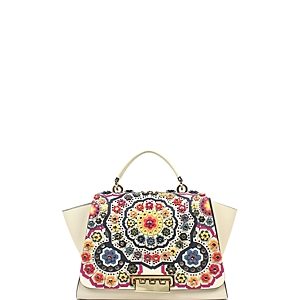 Zac Zac Posen Eartha 3D-Printed Stained Glass Leather Soft Top Handle Satchel