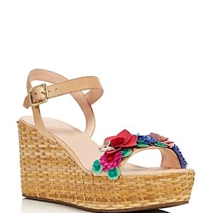 kate spade new york Women's Tinsley Leather & Floral Applique Platform Wedge Sandals - 100% Exclusive