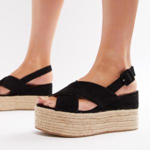 ASOS DESIGN Trio Espadrille Wedge Sandals - Black