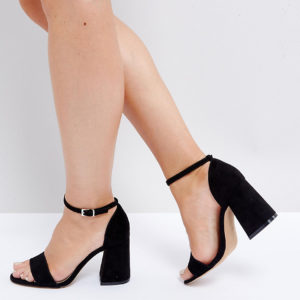 ASOS HEARTACHE Wide Fit Heeled Sandals - Black