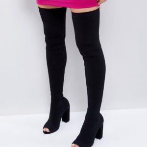 ASOS KANDY Knit Over The Knee Boots - Black