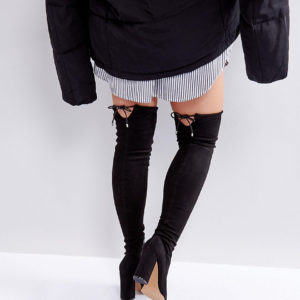 ASOS KARMA Wide Fit Pointy Over The Knee Boots - Black