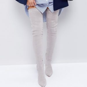 ASOS KENDRA Point Over The Knee Boots - Gray