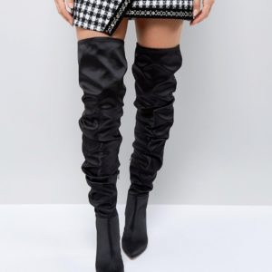 ASOS KENZIE Slouch Over The Knee Boots - Black