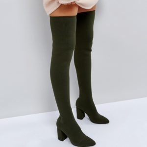 ASOS KIMANI Knitted Over The Knee Boots - Green