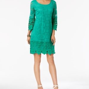 Alfani Crochet-Trim Illusion Dress, Created for Macy's