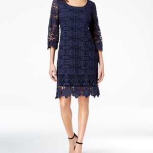 Alfani Crochet-Trim Illusion Dress, Created for Macy's