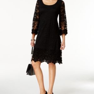 Alfani Crochet-Trim Illusion Dress, Created for Macy's