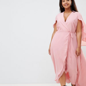 Alice & You Plus Frill Wrap Maxi Dress - Pink