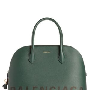 Balenciaga Ville Logo Leather Satchel - Green