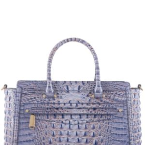 Brahmin Harper Embossed Leather Satchel - Blue