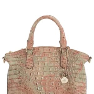 Brahmin 'Medium Duxbury' Croc Embossed Leather Satchel - Beige