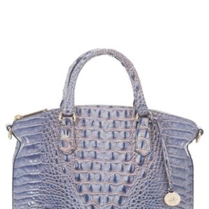 Brahmin 'Medium Duxbury' Croc Embossed Leather Satchel - Blue