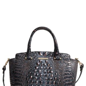 Brahmin Nadia Croc Embossed Leather Satchel - Blue