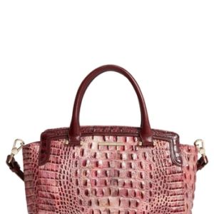 Brahmin Nadia Croc Embossed Leather Satchel - Pink