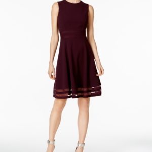 Calvin Klein Illusion-Trim Fit & Flare Dress, Regular & Petite Sizes