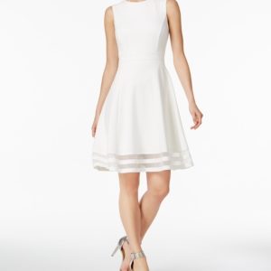 Calvin Klein Illusion-Trim Fit & Flare Dress, Regular & Petite Sizes