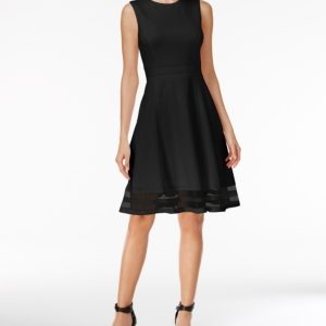 Calvin Klein Illusion-Trim Fit & Flare Dress, Regular & Petite Sizes