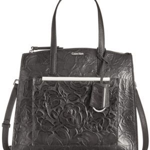 Calvin Klein Mara Floral Embossed Leather Satchel