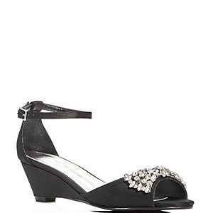 Caparros Hugh Embellished Satin Demi Wedge Sandals