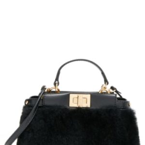 Fendi 'Micro Peekaboo' Genuine Shearling & Lambskin Leather Bag - Black