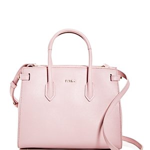 Furla Pin Small East/West Embossed Leather Satchel