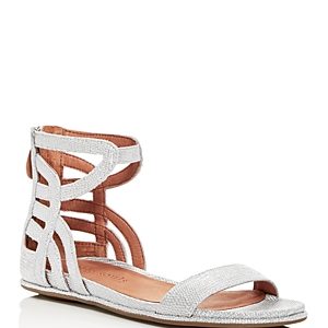 Gentle Souls Women's Larisa Snake Embossed Leather Ankle Strap Demi Wedge Sandals