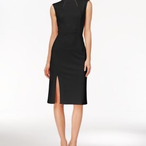 Ivanka Trump Embellished Mock-Neck Sheath Dress