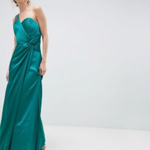 Little Mistress One Shoulder Maxi Dress With Ruched Detail - Blue