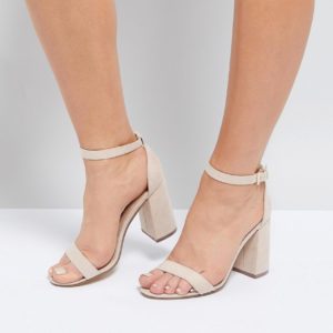 London Rebel Barely There Block Heel Sandal - Beige