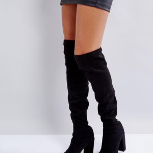 Missguided Pointed Over The Knee Boot - Black