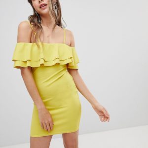 Missguided strappy bardot dress - Yellow