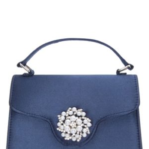 Nina Imitation Pearl Ornament Lady Bag - Blue