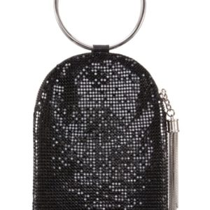 Nina Metallic Mesh Handbag - Black