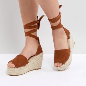 RAID Brigid Tan Espadrille Wedge Sandals - Tan