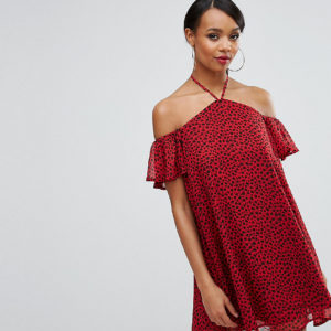 Rare London Swing Dress In Leopard Print - Red