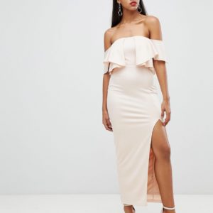 Rare London off shoulder ruffle maxi dress - Cream