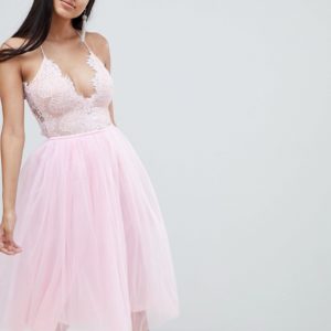 Rare London scallop lace midi tutu dress - Pink