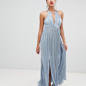 Rare London strappy double split maxi dress - Blue