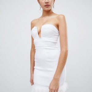 Rare London trim midi dress - White