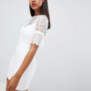 Rare London tulle sleeve mini dress - White