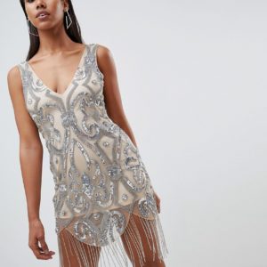 Rare embellished fringe mini dress - Pink